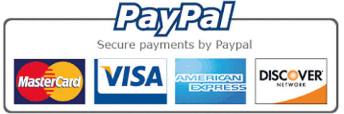 All major credit cards are accepted via PayPal